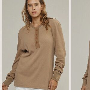 Jungmaven Brown Long sleeve Henley Shirt